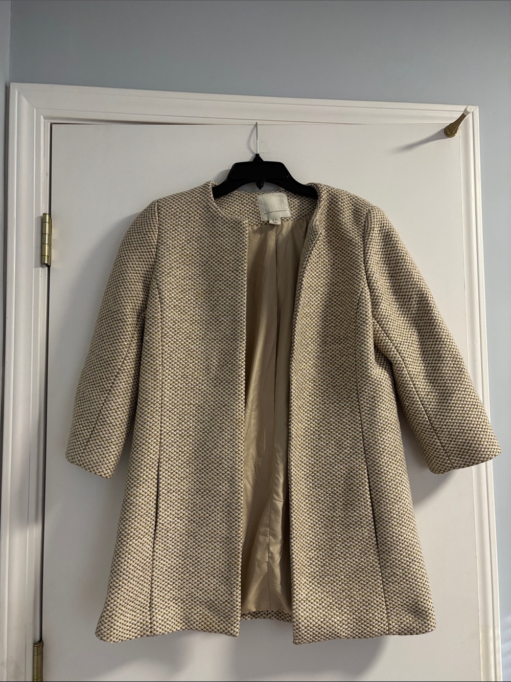 mercer & madison Cream Textured Open-Front Pea Coat